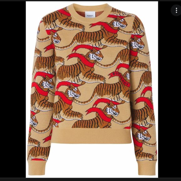 Burberry Sweaters - Burberry Merino Tiger Graphic Sweater Unisex Men Small Women Medium